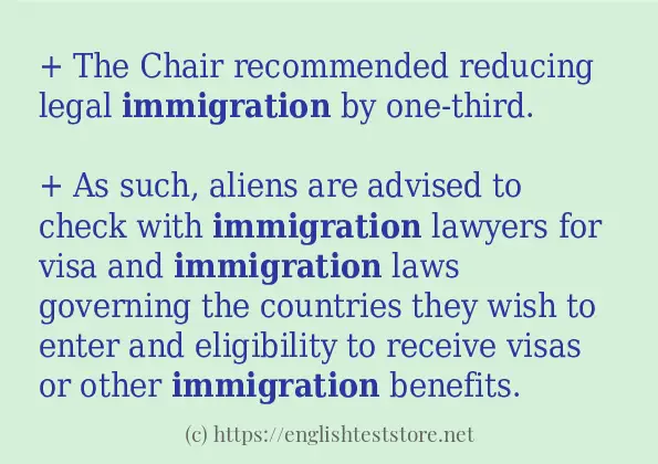 Some example sentences of immigration