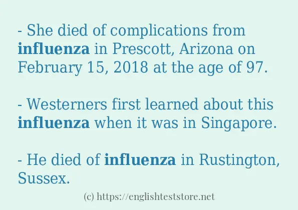 Some example sentences of influenza