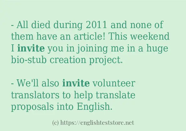 Some example sentences of invite