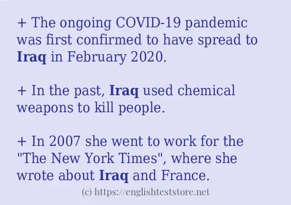Some example sentences of iraq