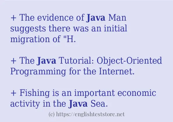 Some example sentences of java