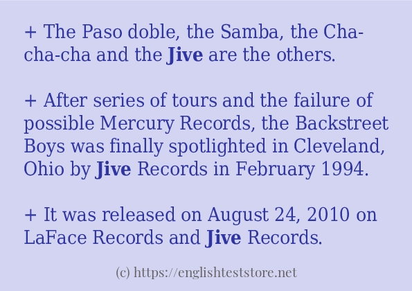 Some example sentences of jive