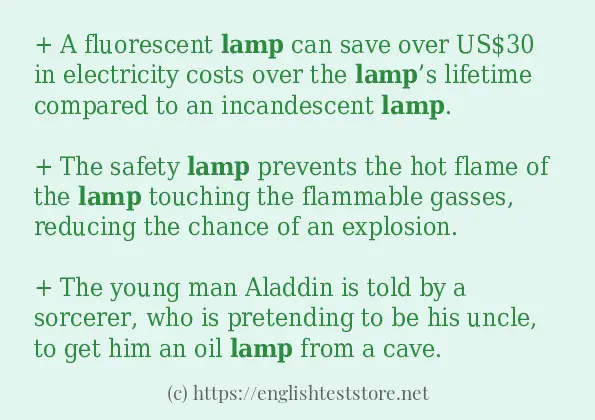 Some example sentences of lamp