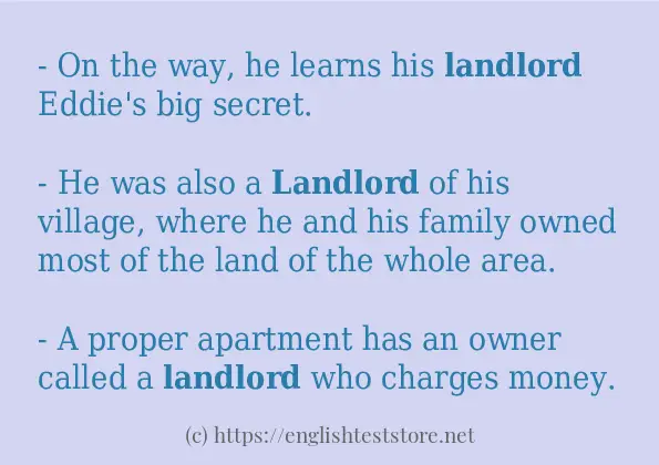 Some example sentences of landlord