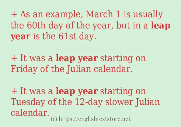 Some example sentences of leap year