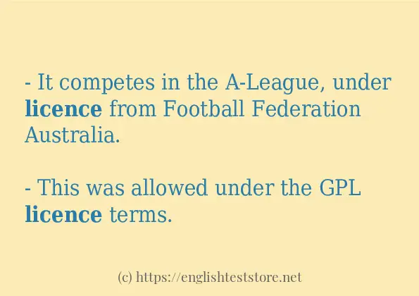 Some example sentences of licence