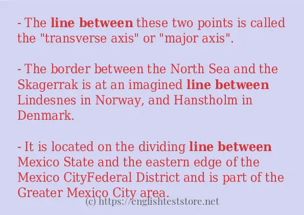 Some example sentences of line between