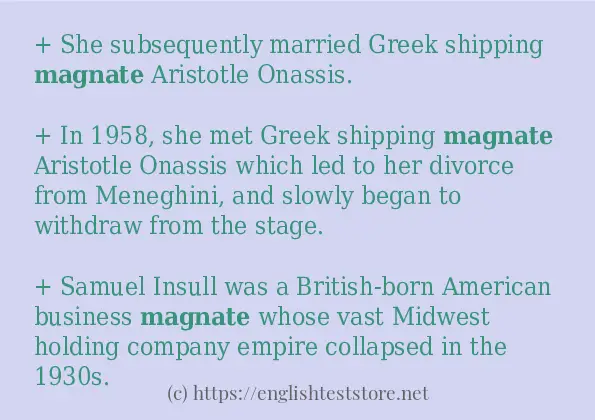 Some example sentences of magnate