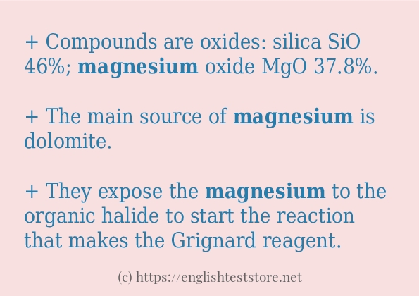 Some example sentences of magnesium