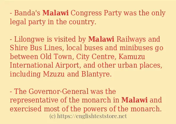 Some example sentences of malawi