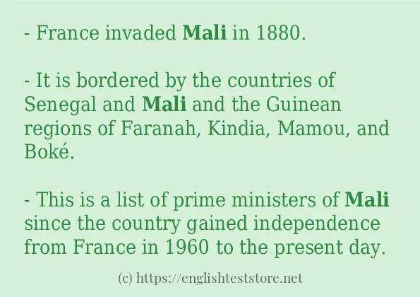 Some example sentences of mali