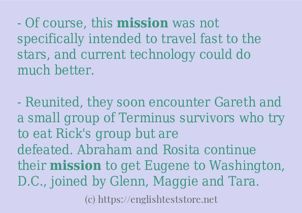 Some example sentences of mission