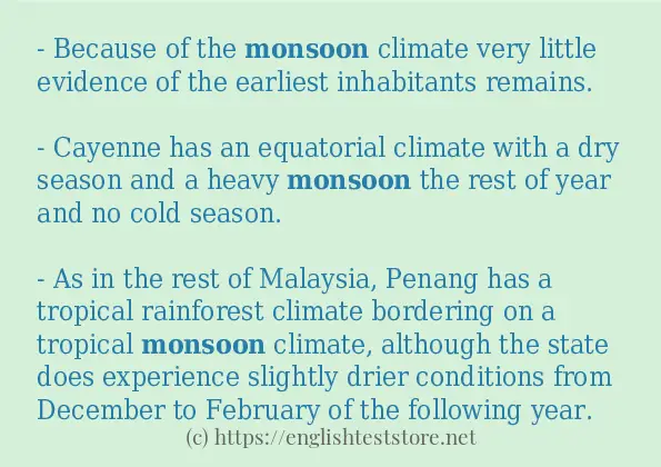 Some example sentences of monsoon