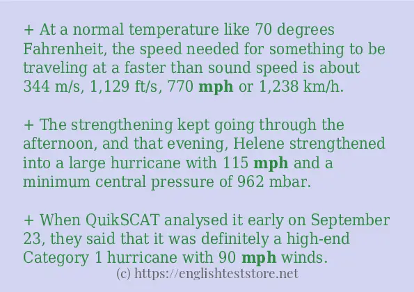 Some example sentences of mph