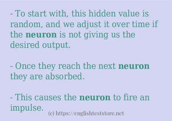 Some example sentences of neuron