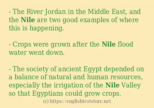 Some example sentences of nile