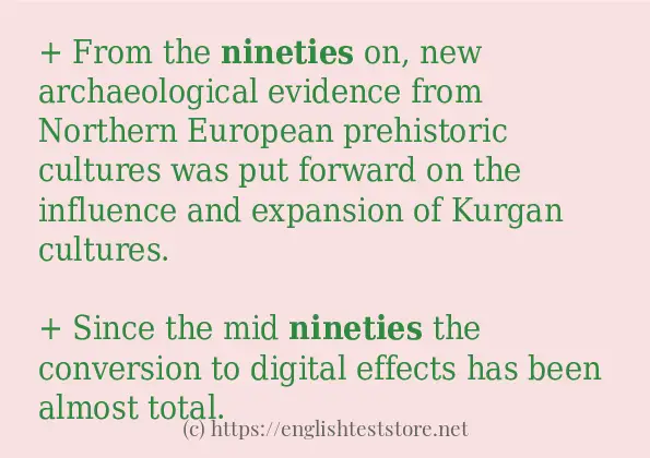 Some example sentences of nineties