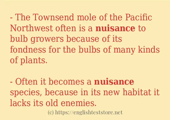 Some example sentences of nuisance