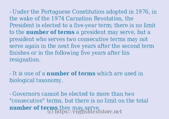 Some example sentences of number of terms Some example sentences of number of terms