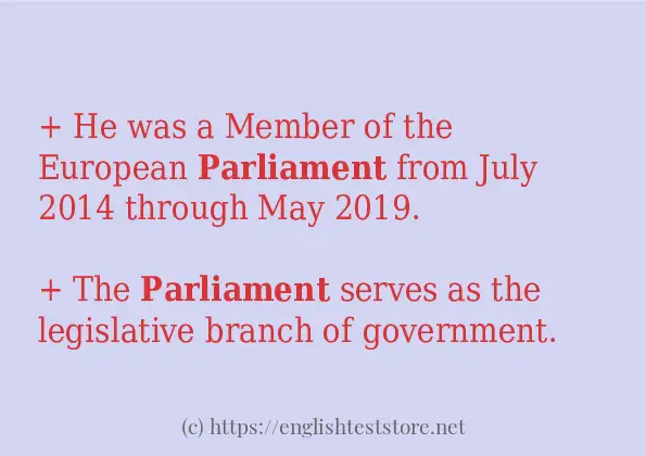Some example sentences of parliament