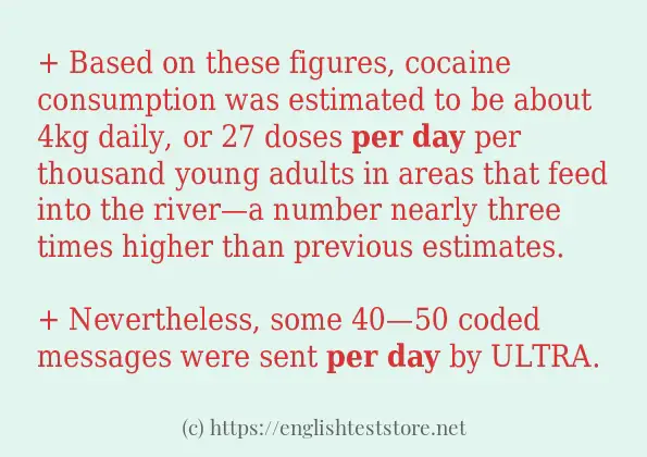 Some example sentences of per day