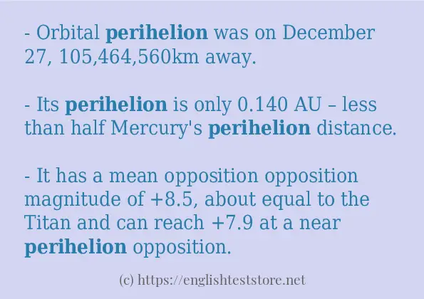 Some example sentences of perihelion