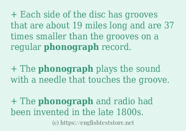 Some example sentences of phonograph