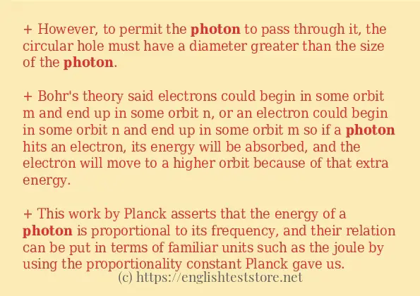 Some example sentences of photon