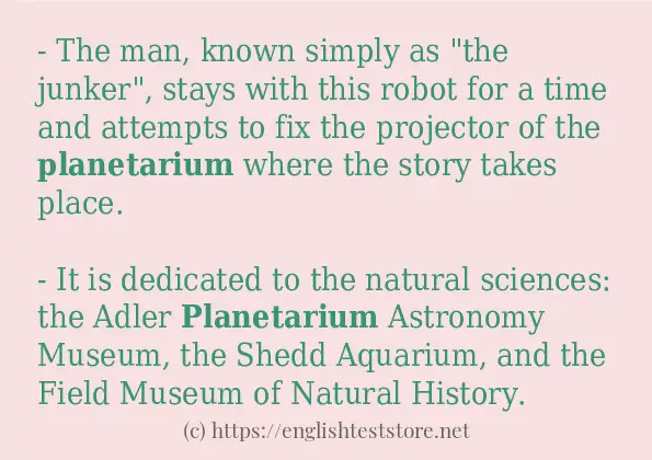 Some example sentences of planetarium Some example sentences of planetarium