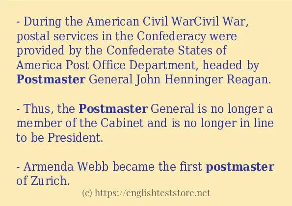 Some example sentences of postmaster