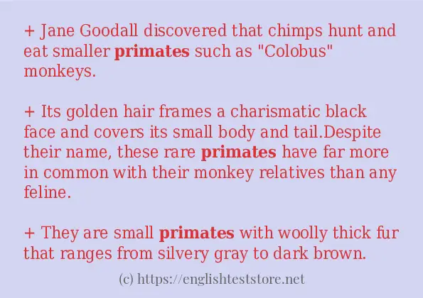 Some example sentences of primates