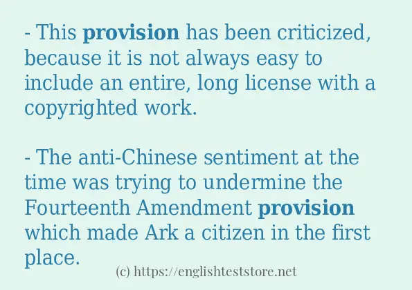 Some example sentences of provision