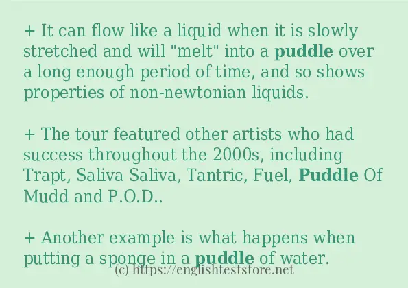 Some example sentences of puddle