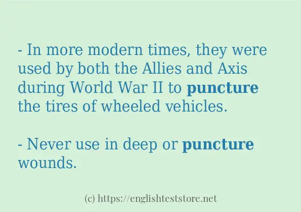 Some example sentences of puncture