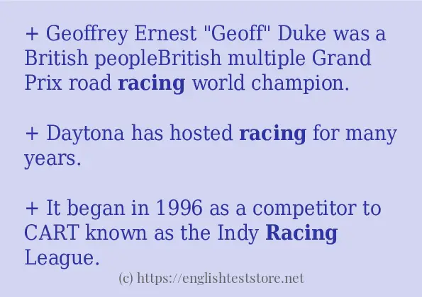 Some example sentences of racing