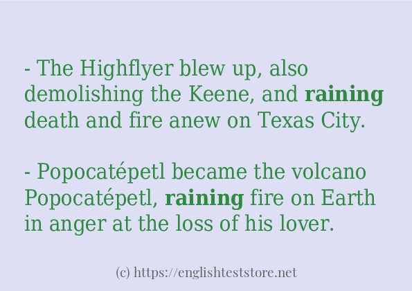 Some example sentences of raining