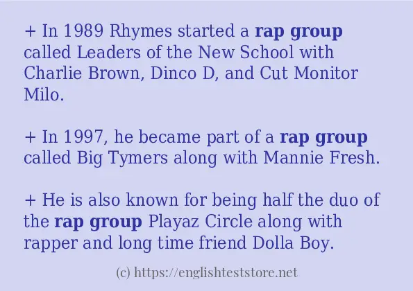 Some example sentences of rap group