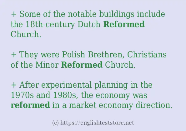 Some example sentences of reformed