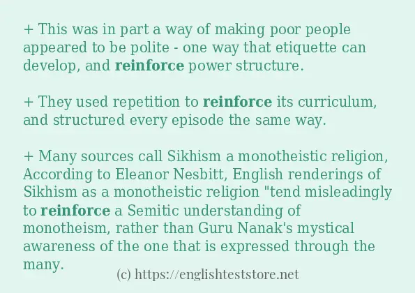 Some example sentences of reinforce