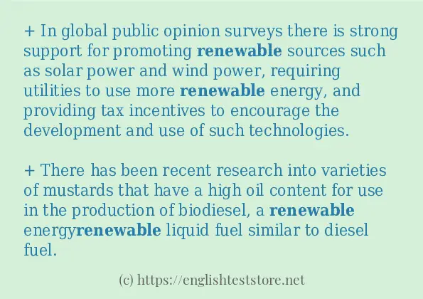 Some example sentences of renewable