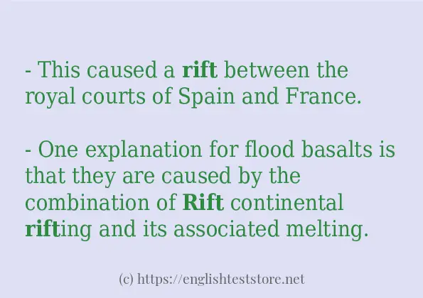 Some example sentences of rift