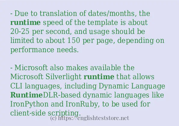 Some example sentences of runtime