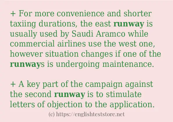 Some example sentences of runway