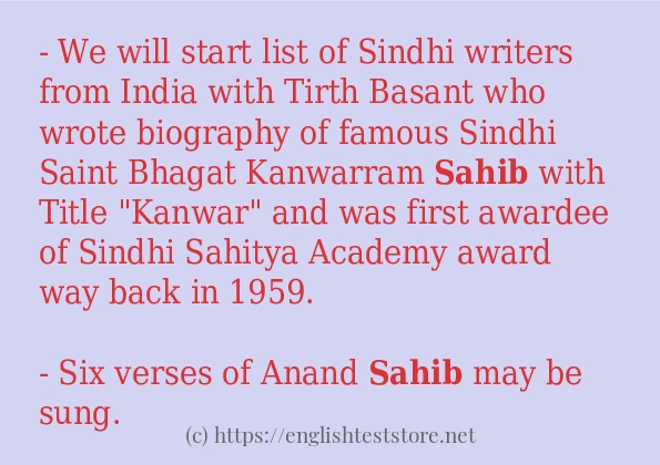 Some example sentences of sahib