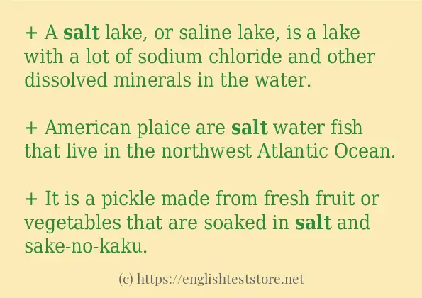 Some example sentences of salt