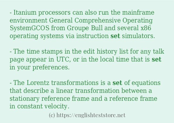 Some example sentences of set