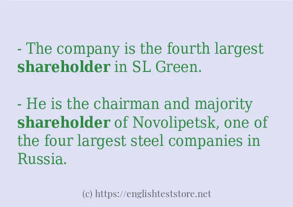 Some example sentences of shareholder