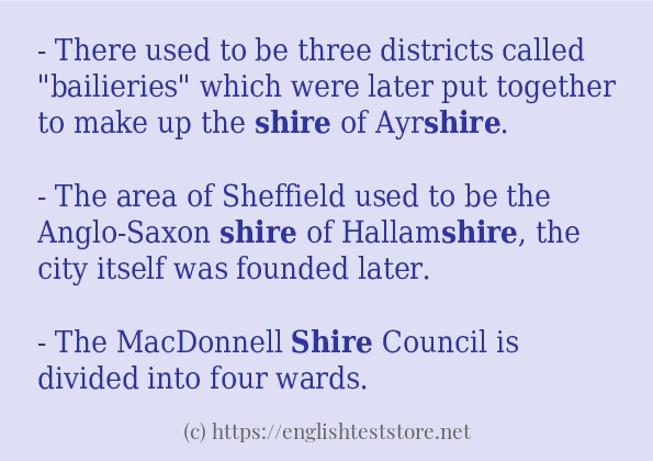 Some example sentences of shire