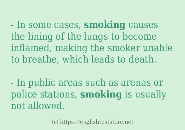 Some example sentences of smoking