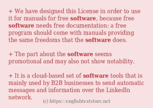 Some example sentences of software